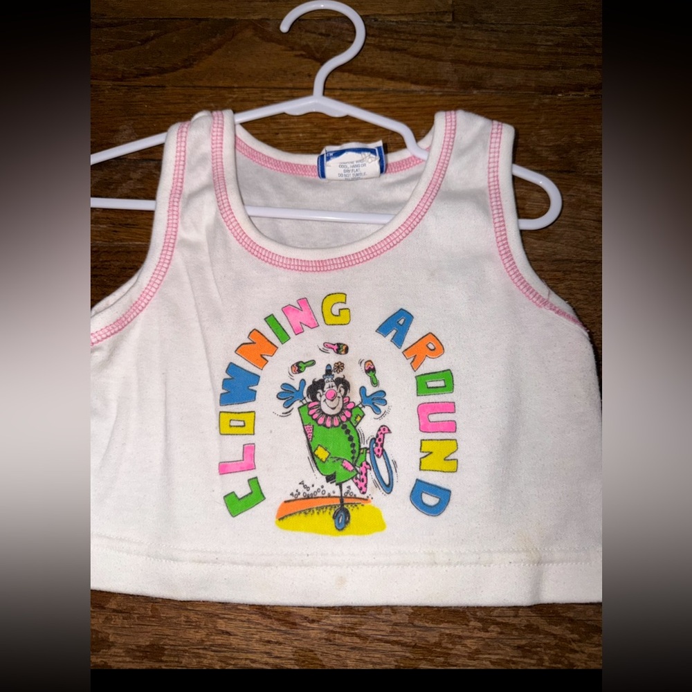 Vintage Ronnie Togs Baby Tank Top Clown Circus Graphic Neon 90s 6-12 Months